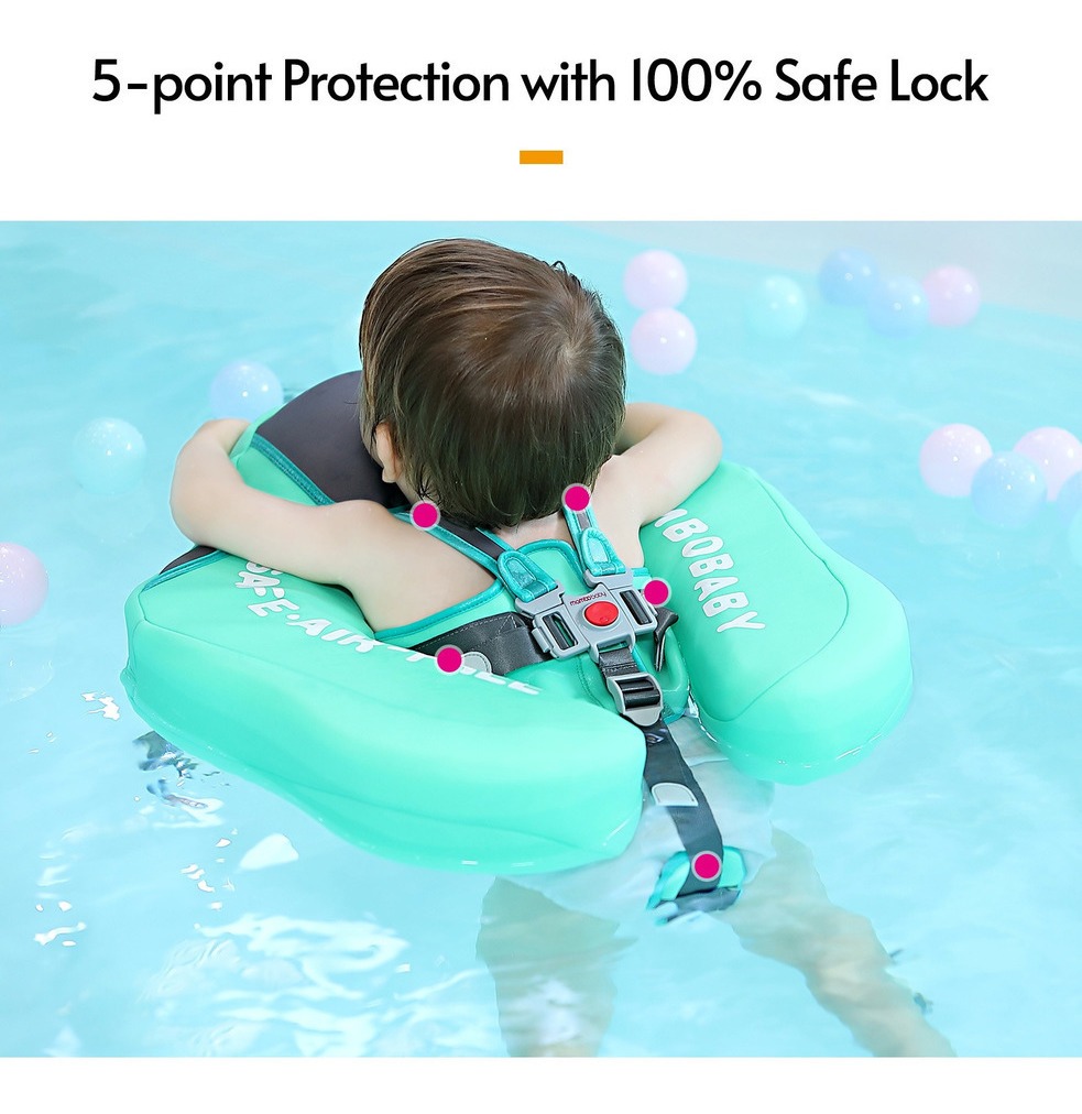 Bóia De Bebê Não Inflável Com Dossel Infantil Swimming Green - Imagem 6