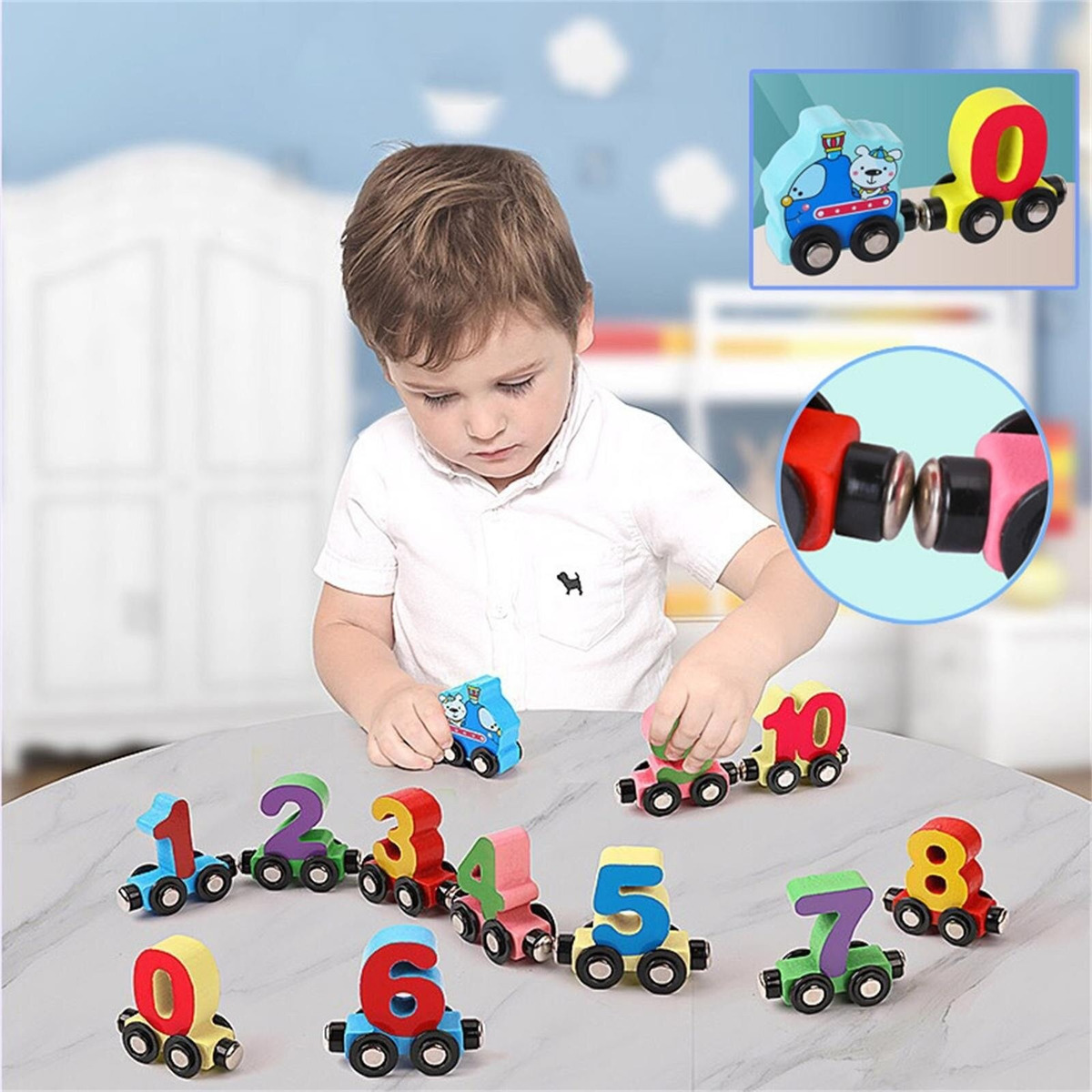 Brinquedos Magnéticos De Madeira Para Trem Com Números De Ma - Imagem 8