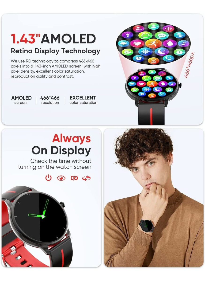 Relógios Inteligentes Para Mulheres Homens Relógio Amoled - Imagem 10
