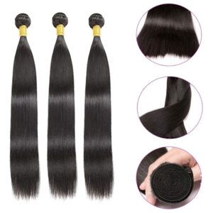 Aplique Cabelo Liso Com Natural Humano Brasileiro 3pcs 50cm