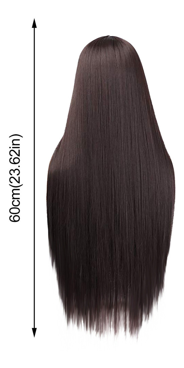Peruca Feminina De Cabelo Comprido E Reto, Fibra Sintética D - Imagem 3