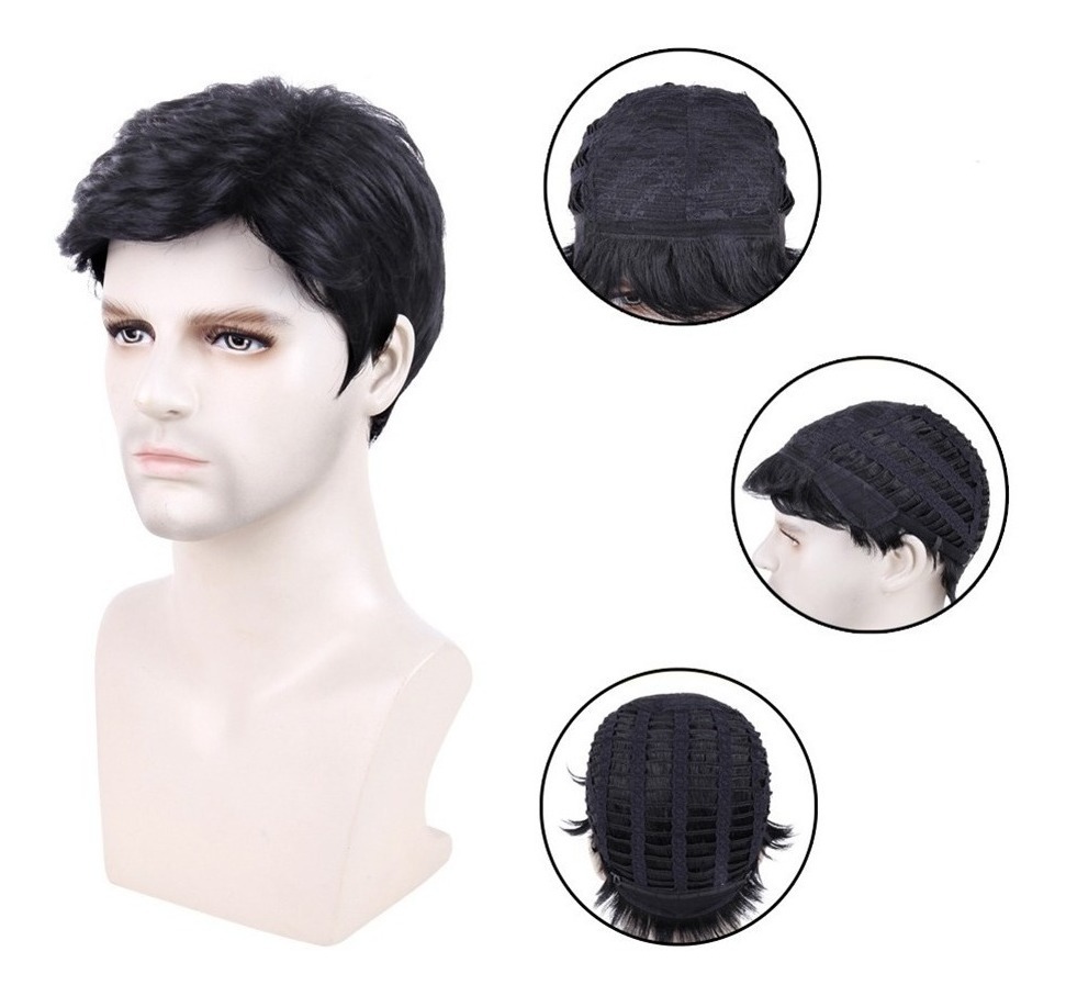 Peruca Masculina Fashion Sintética Resistente Ao Calor - Imagem 4