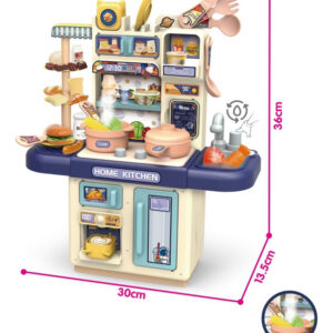 Cozinha Infantil Menina Completa Fogão Com Luz E Spray Azul