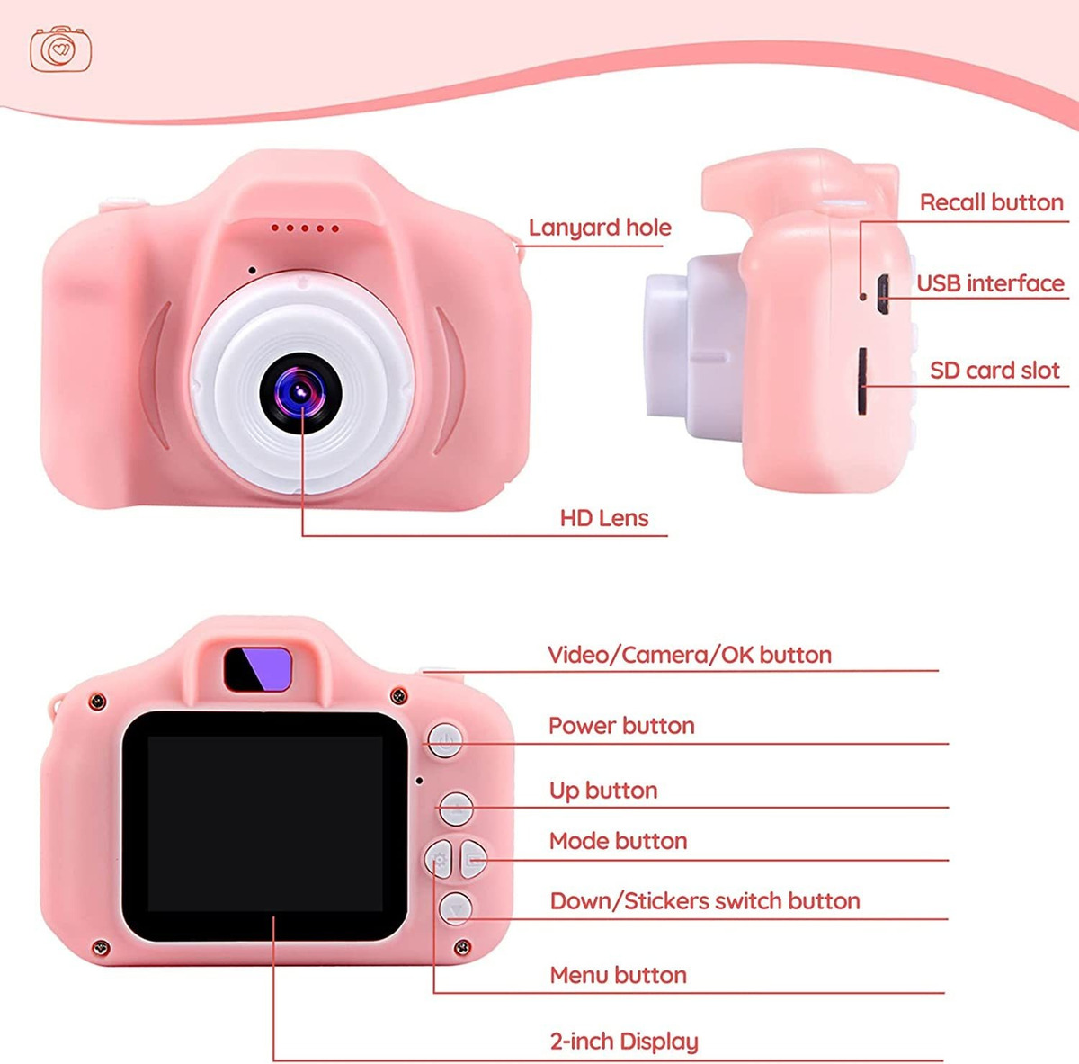 Câmera Infantil 1080p Mini Kids+cartão De 8gb+leitor - Imagem 7