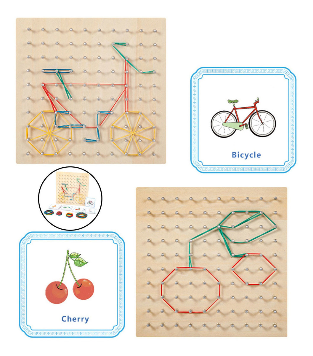 Montessori Geoboard Wooden Matemático Manipulative Math - Imagem 5