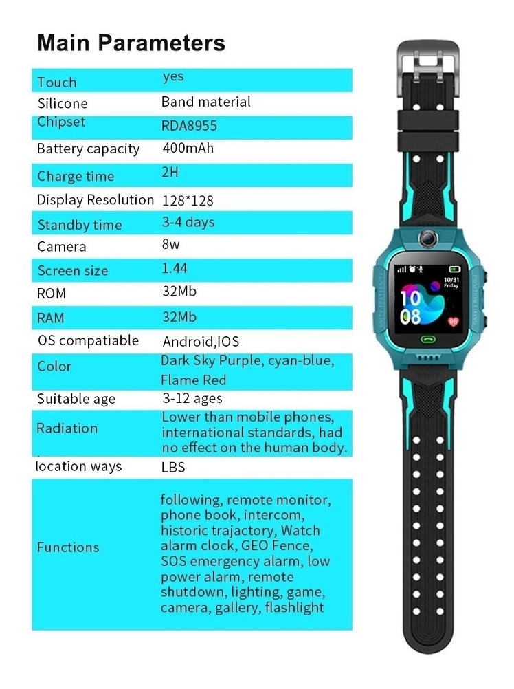 Q22 Kids Smart Watch Crianças Chamam Sos Phone Watch Sim Car - Imagem 5