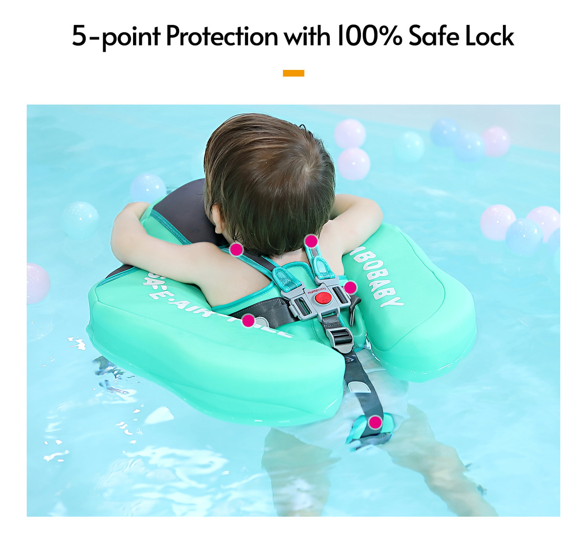 Bóia De Bebê Não Inflável Com Dossel Infantil Swimming Green - Imagem 6