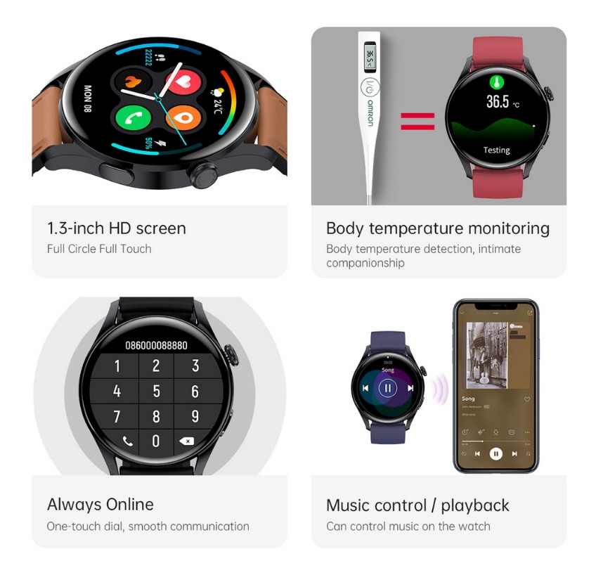 Temperatura Corporal Do Smartwatch Esportivo Lemfo - Imagem 2