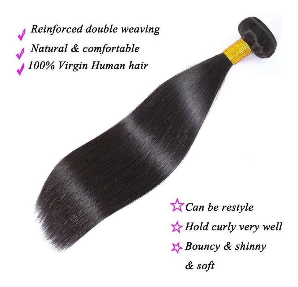 Aplique Cabelo Liso Com Humano Natural Brasileiro 50cm - Imagem 3