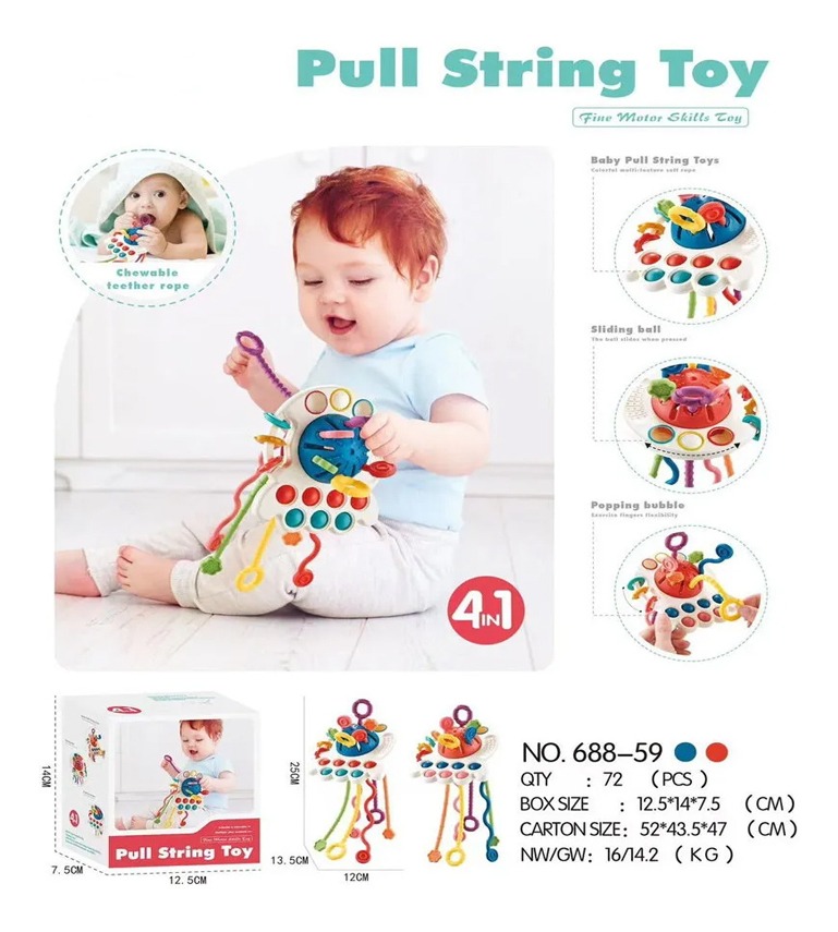 Brinquedo Sensorial De Bebê 4 Em 1 Com Cordão - Imagem 3