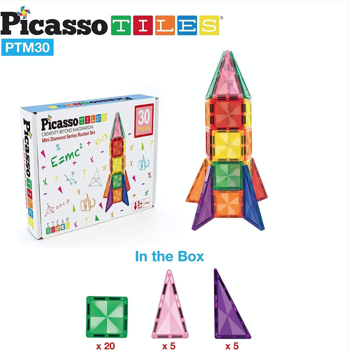 Picassotiles 30 Peças Magnéticos Blocos De Construção Mini D - Imagem 8