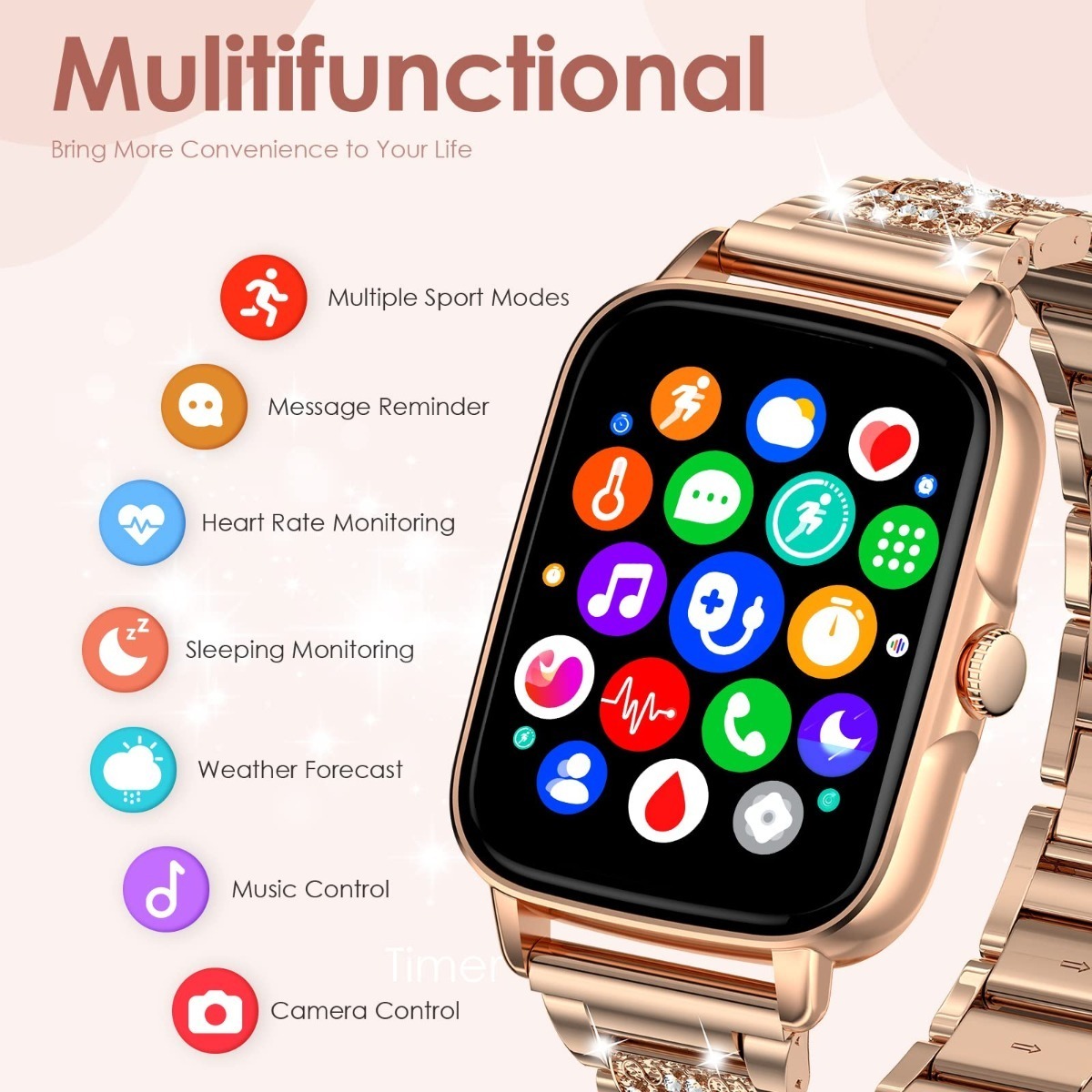 Smartwatch Para Mulheres Com Chamada Bluetooth - Imagem 7
