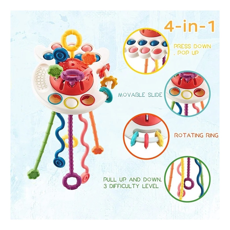 Brinquedo Sensorial Para Bebê Com Cordão De Mão Divertido 4 - Imagem 5
