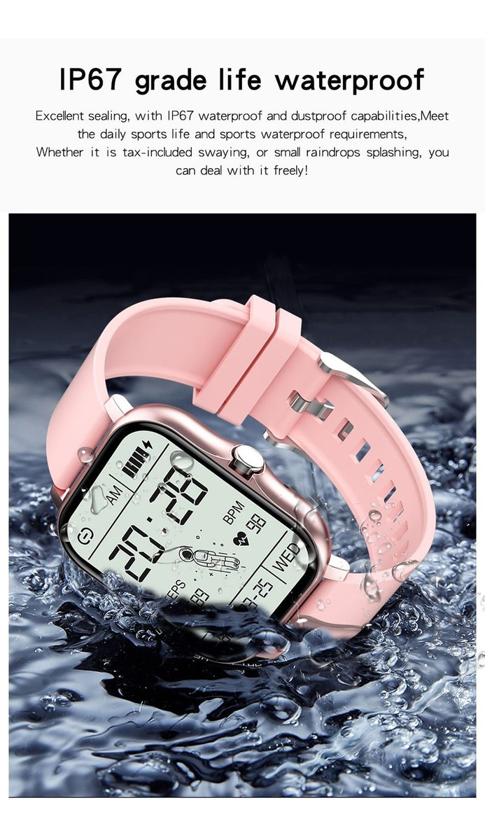 Smartwatch Esportivo Resistente À Água Ip67 Rosa - Imagem 3