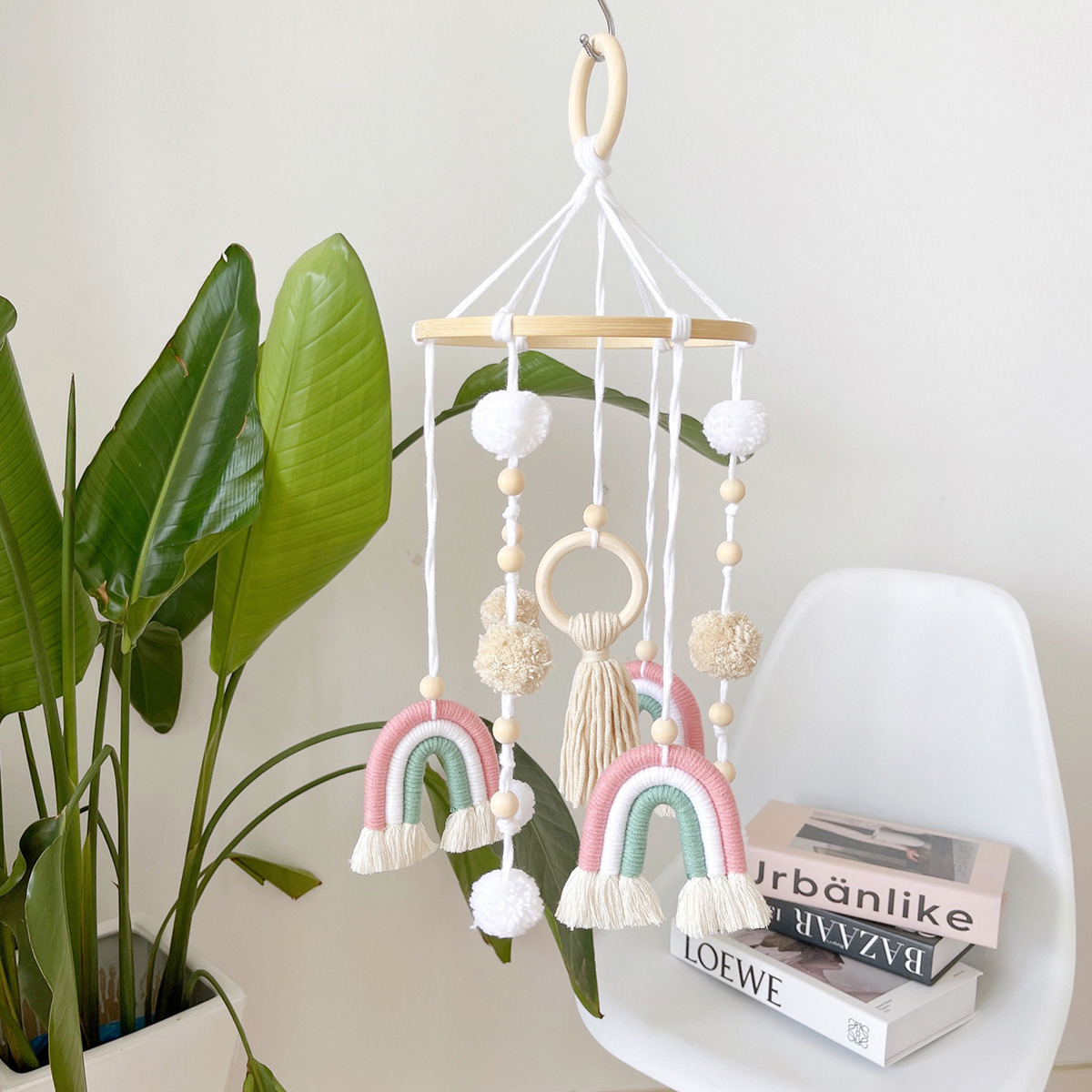 Cama De Bebê Móvel De Madeira Rainbow Mobile Baby Wind Chime - Imagem 18
