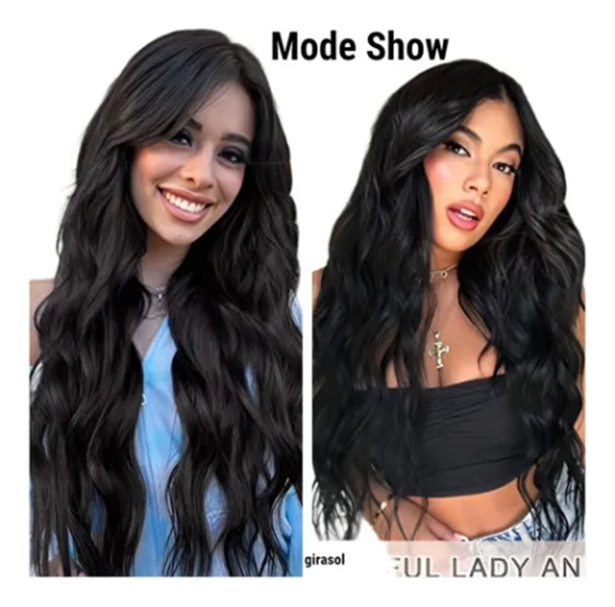 Peruca Preta De Cabelo Encaracolado Comprido Com Rede De Cab - Imagem 7