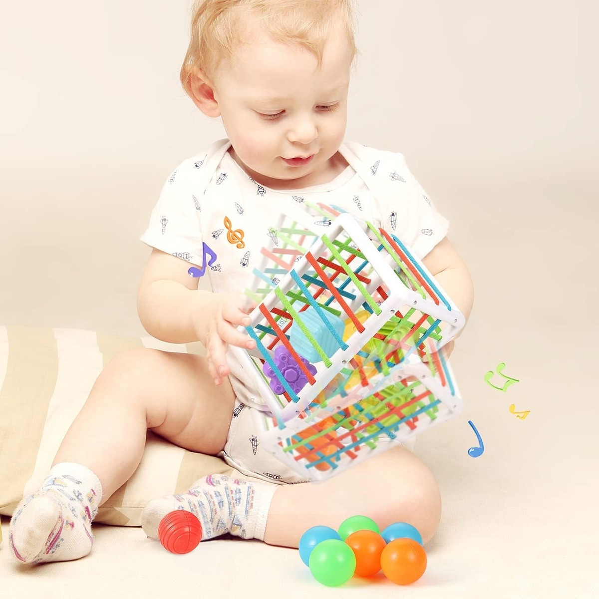 Cubo Sensorial De Habilidades Motoras Montessori Toy Brinque - Imagem 4