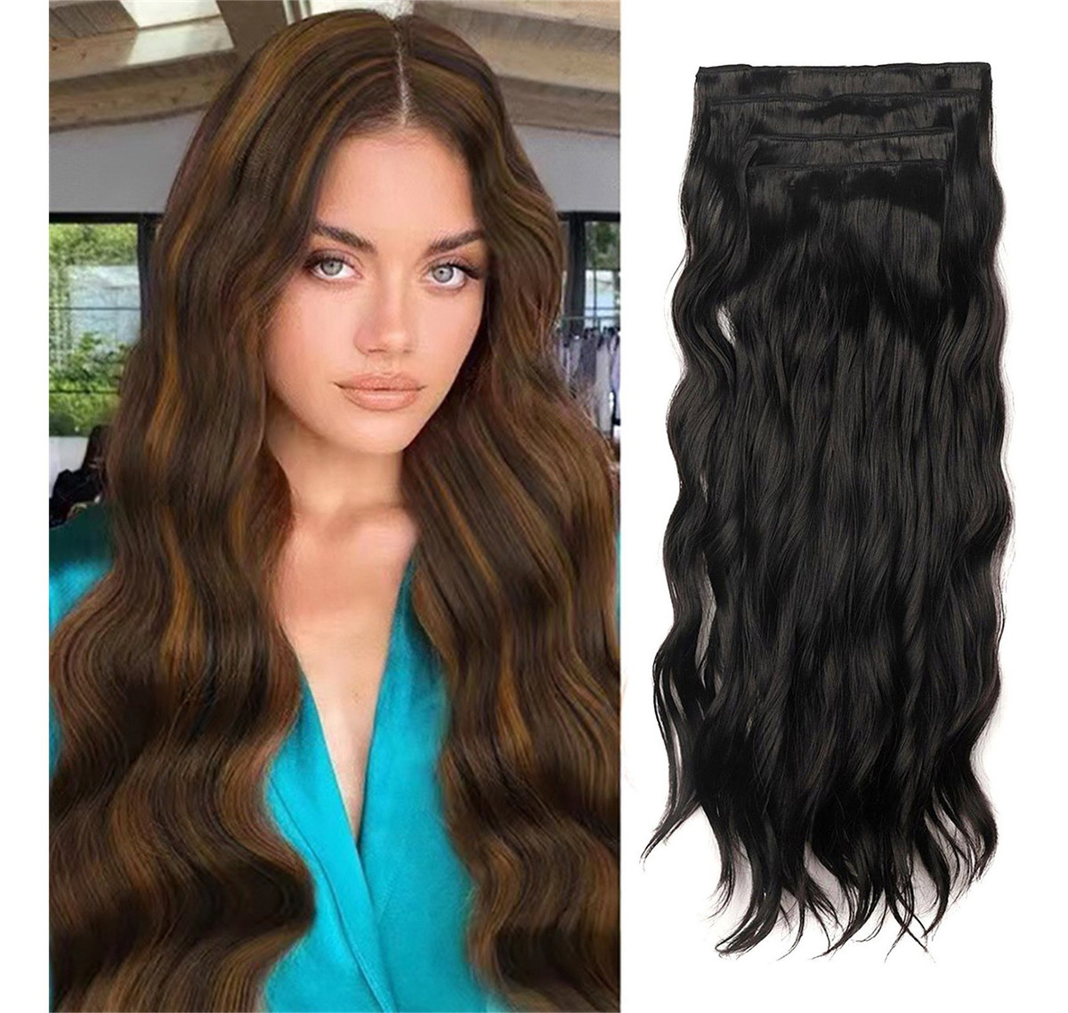 Peruca Feminina, Cabelo Comprido Encaracolado, Ondulado De Á - Imagem 8