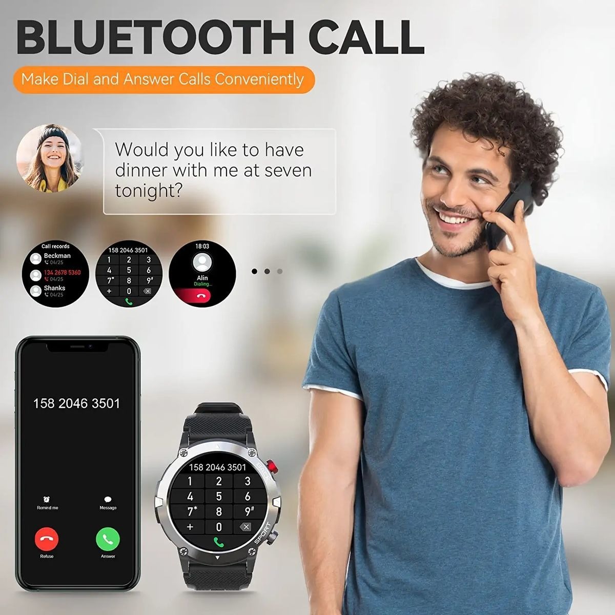Smartwatch Para Homens Bluetooth Call - Imagem 12
