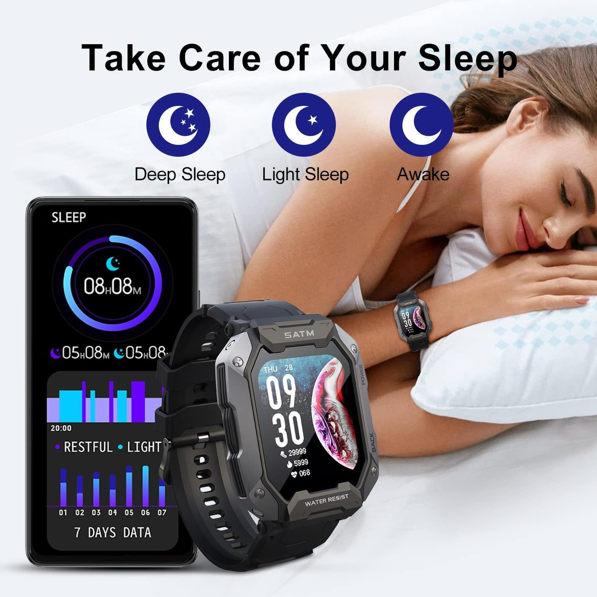 Smartwatch Ip68/5atm Impermeável Para Esportes - Imagem 7