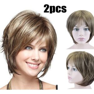2 X Peruca C Full Bob Lace Peruca De Cabelo Sintético