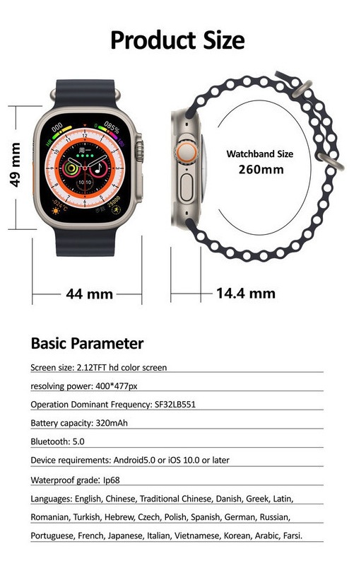 Relógio Inteligente Hk8 Pro+49 Mm Nfc Ip68 À Prova D'água - Imagem 9