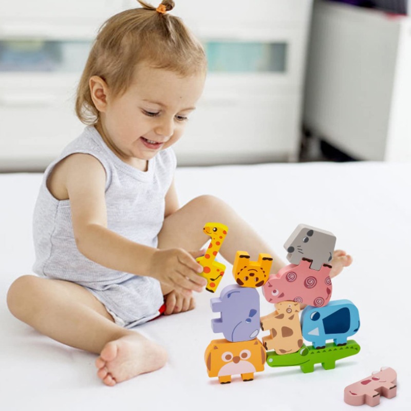 Blocos De Jogos Para Animais Empilhados Montessori De Alto E - Imagem 2