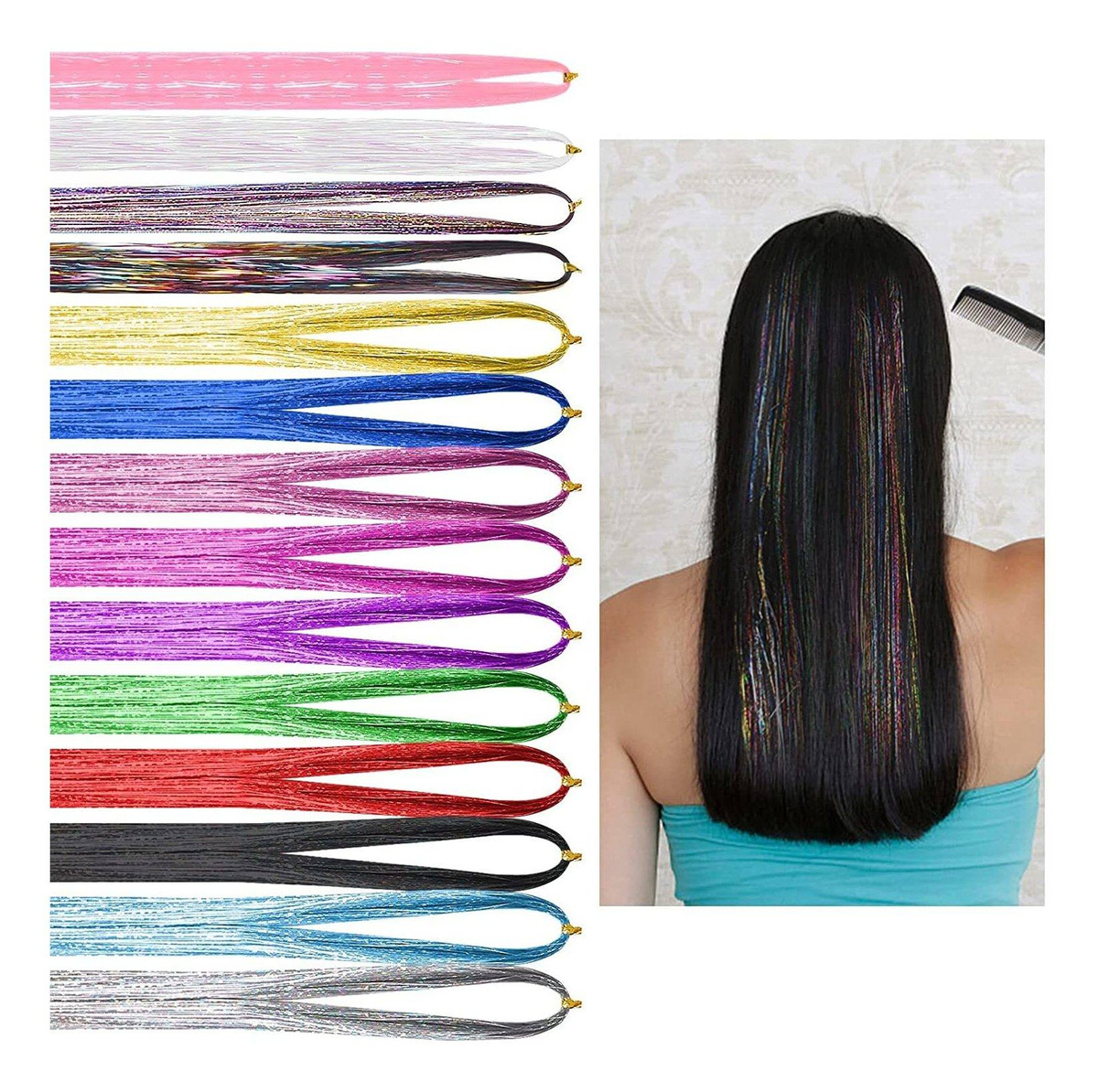 Cabo De Extensão De Cabelo De 14 Cores 94cm, Kit De Peruca - - Imagem 8