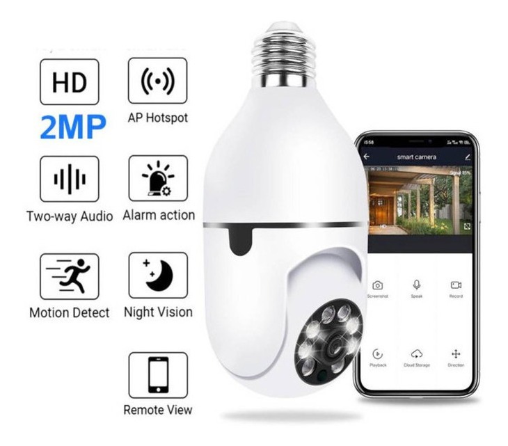 Câmera Vigilância Interna Inteligente Rotativa Full Hd Wifi