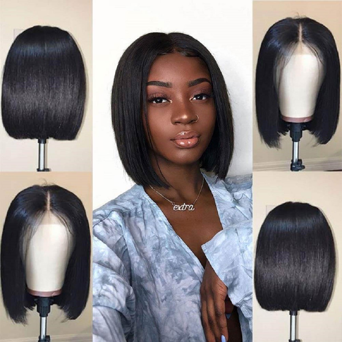 Peruca Peruca Curta Idêntica A Cabelo Humano Orgânica
