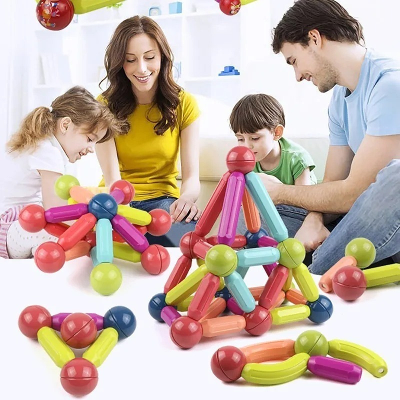 200 Peças Blocos Magnéticos Super Imã Brinquedo Educativo - Imagem 6