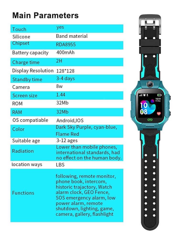 Q19 Kids Smart Watch Para Crianças Sos Call Phone - Imagem 5