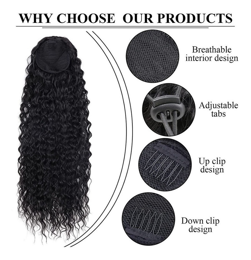 Peruca Artificial De Rabo De Cavalo Sintético Ondulado Curly - Imagem 4