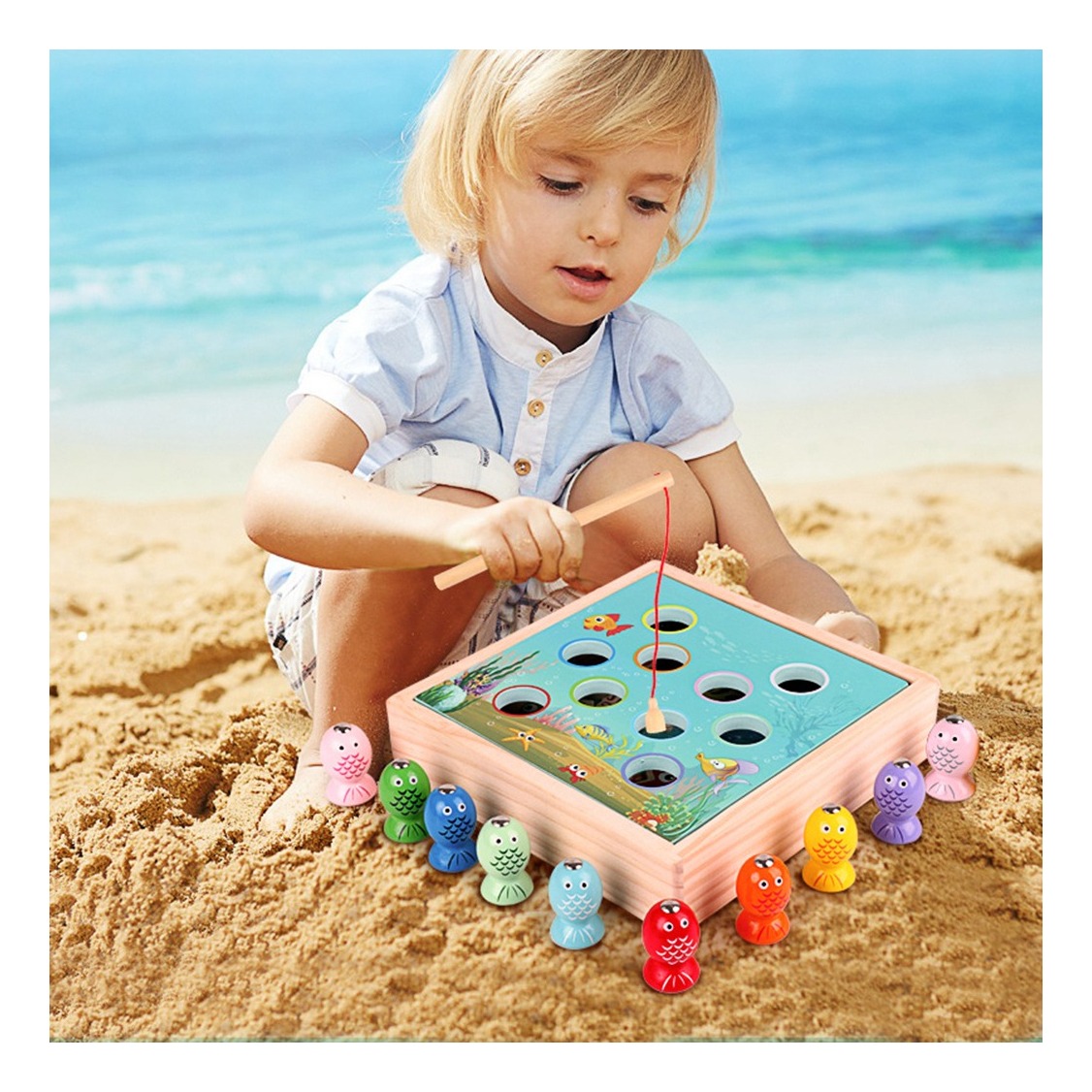 Brinquedo De Madeira Para Jogos De Pesca Brinquedos - Imagem 6