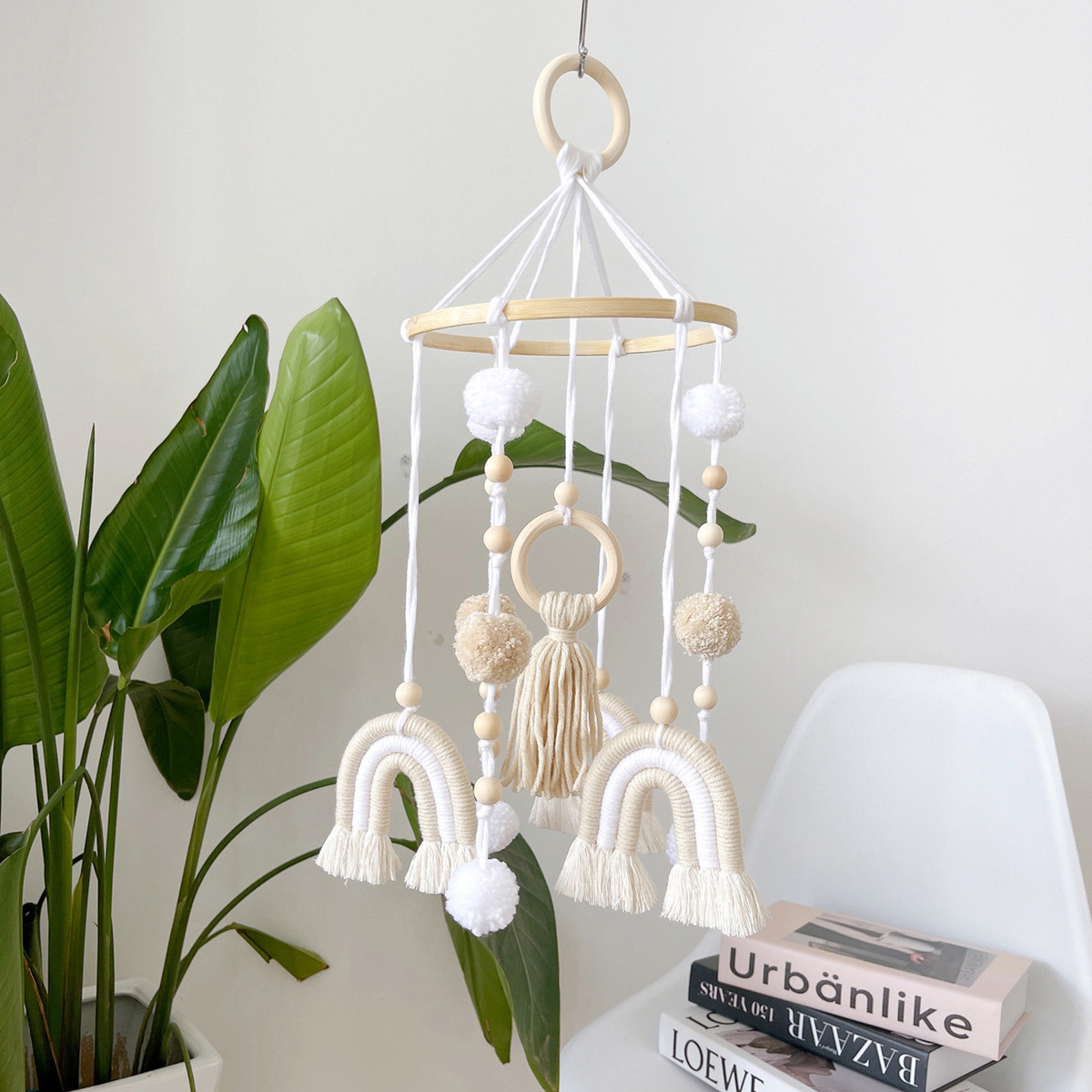 Cama De Bebê Móvel De Madeira Rainbow Mobile Baby Wind Chime - Imagem 8