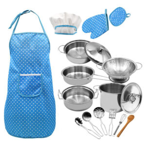 18pcs Mini Kit De Brinquedos De Cozinha Infantil De Aço Inox