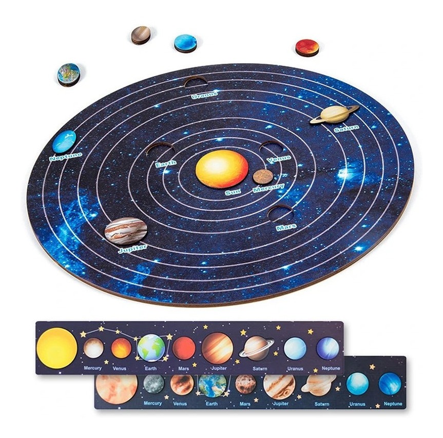 Brinquedos Montessori Kids Wooden Universe Planet Puzzle - Imagem 4