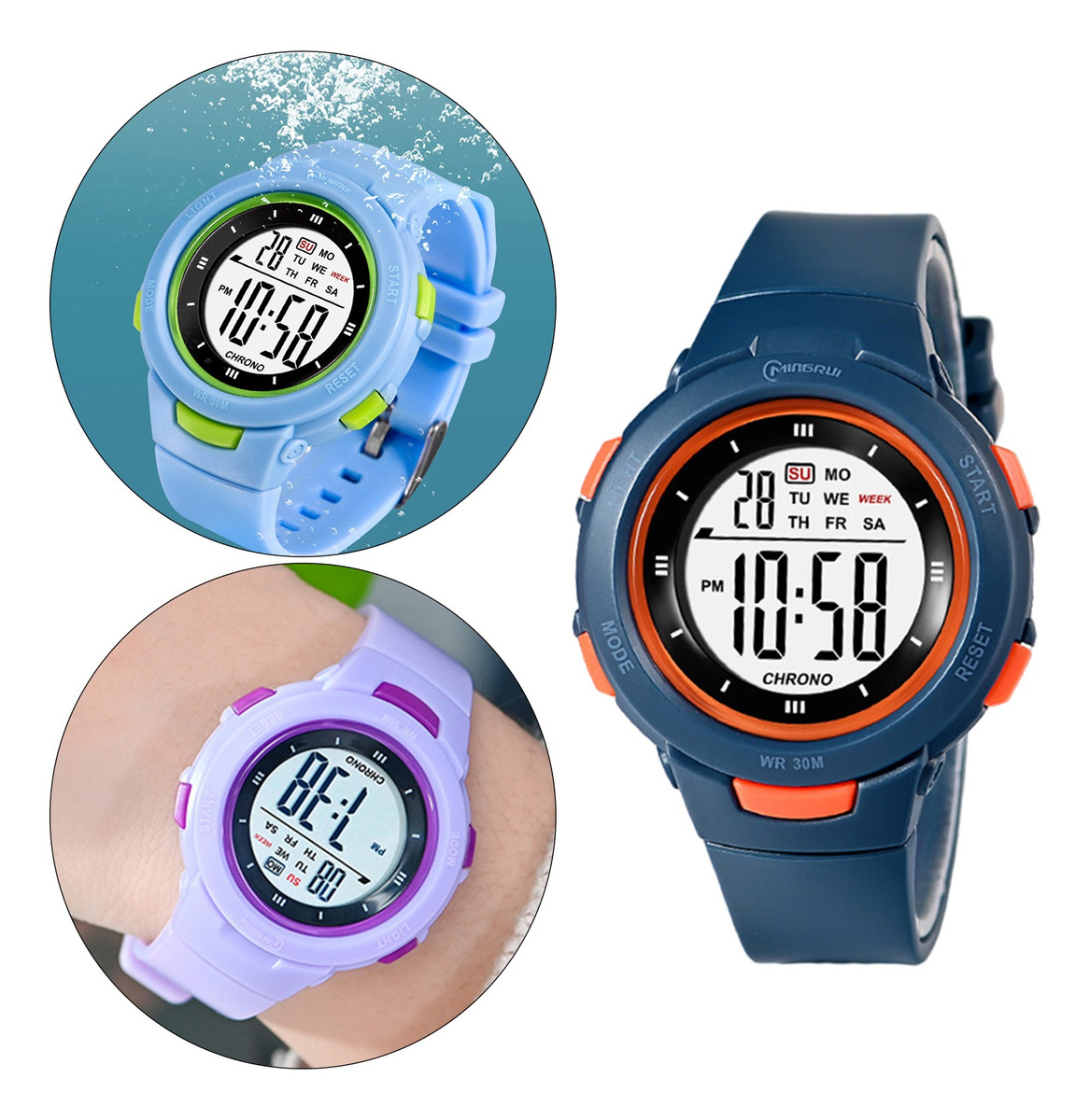 Meninos Girls Digital Watch Electro Impermeável Ao Ar Livre - Imagem 7