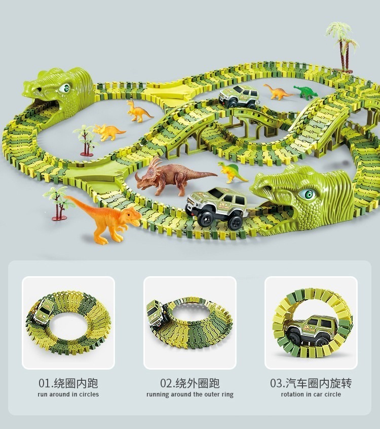 Kit 320 Pista De Carrinhos De Brinquedo Infantil Dinossauro - Imagem 5