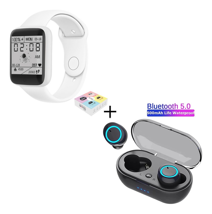 Relógio Digital Smartwatch Y68s+fone De Ouvido Bluetooth Y50