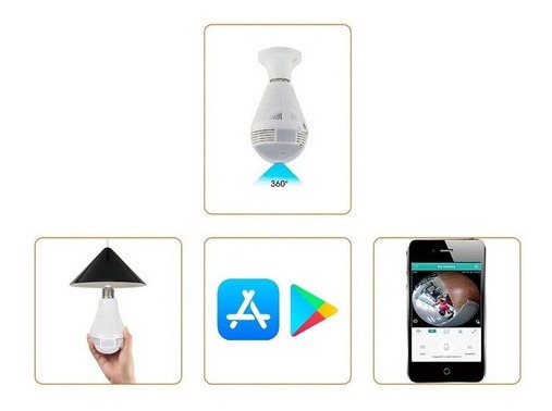 Lâmpada Espiã Câmera Ip 360° Hd Led Wifi Icsee - Imagem 2