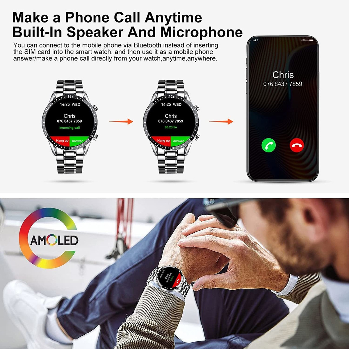 Smartwatch Para Android, Ios, Chamadas, Bate-papo P - Imagem 6