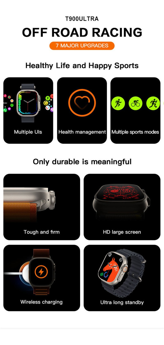 3pcs Smartwatch T900 Pulseira De Relógio T900ultra3pcs - Imagem 3