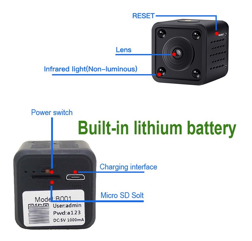 Mini Câmera Espiã Wifi Monitor Remoto Sem Fio Home Security - Imagem 9