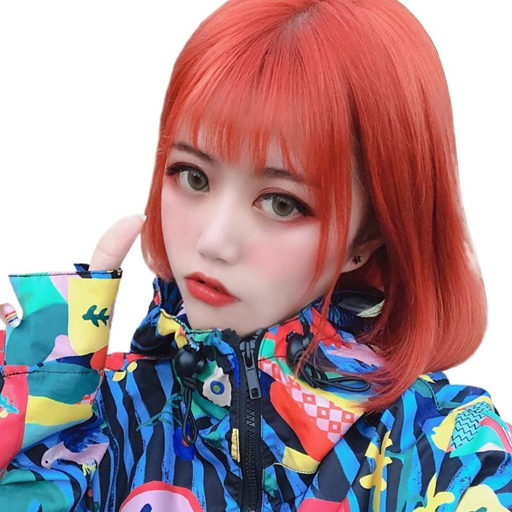 Peruca Anime Pink Human Short Straight Hair Wigsshort - Imagem 7