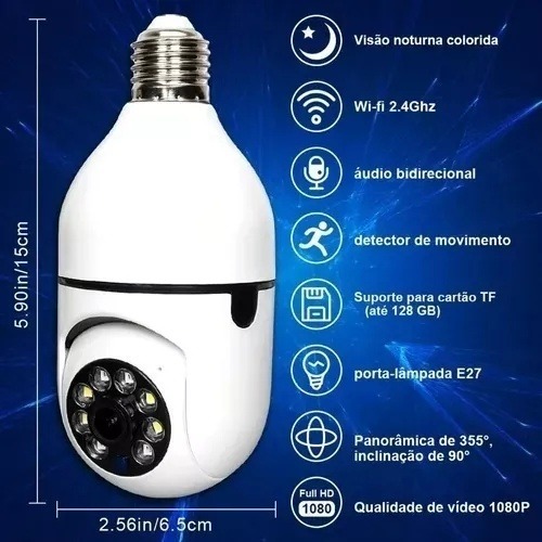 Lampada Camera 360° C/microfone Alarme Sensornice - Imagem 8