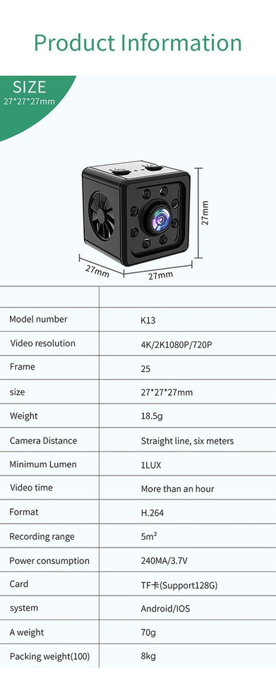Câmera De Vigilância De 2 Peças Hd 4k Smart Wifi Mini Câmera - Imagem 9