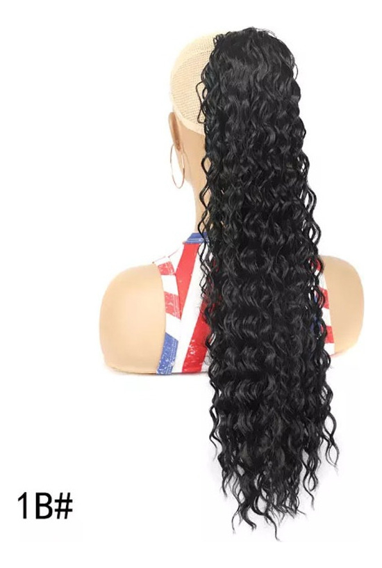 Peruca De Cabelo Humano Natural Cacheado Rabo De Cavalo