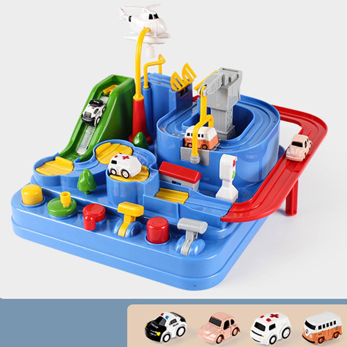 Jogo De Pistas De Corrida De Brinquedos De 2 Carros Azuis - Imagem 2