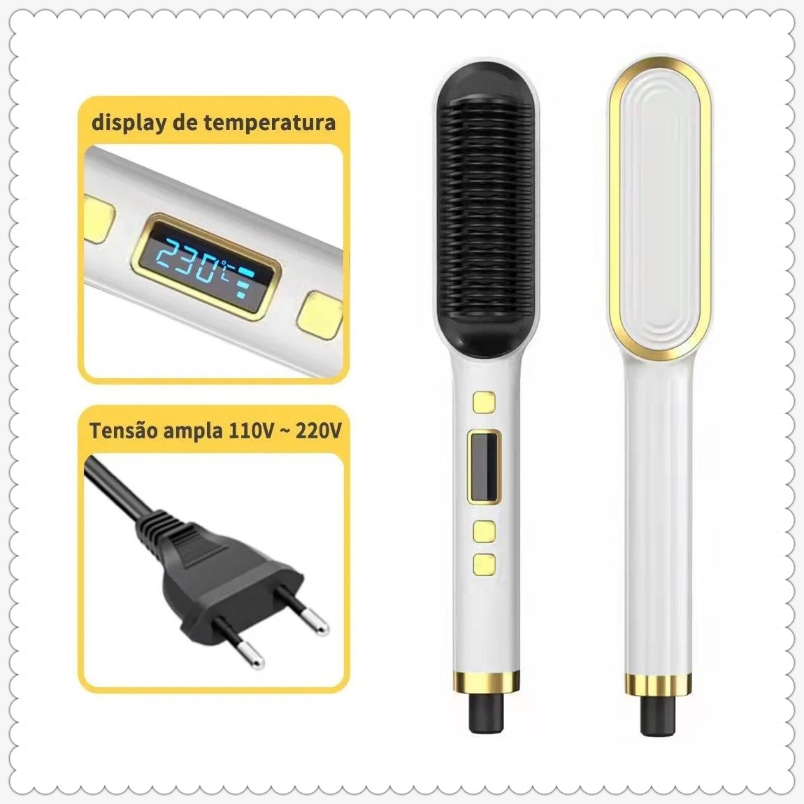 Escova De Secador De Alisamento 2 Em 1 Com Visor De Temperat - Imagem 13